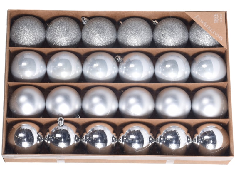 Nonmae Kerstballen 60mm  set 24 stuks zilver
[mwwsrc:f7ce7f7d9214e3350ecd74fd50c4c1d560c6c7c4.jpg]